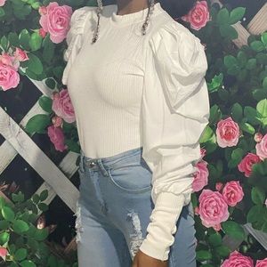 White, Poofy Blouse. (small, medium, large)
